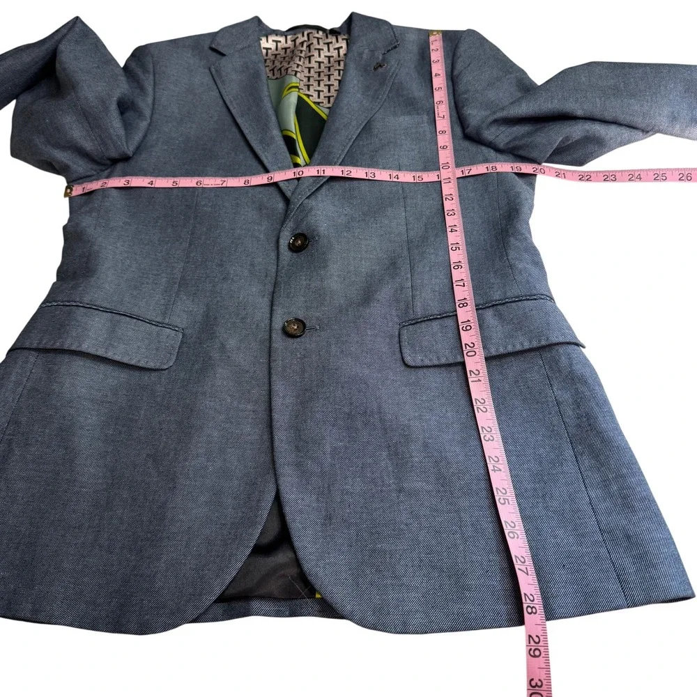 Ted Baker London Mens Blue Cotton‎ Linen Blend MMJ HOOP Blazer Sport Coat Size 3